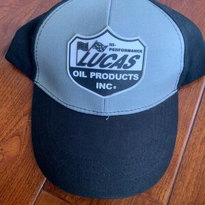 Lucas Oil Logo Hat Cap Snapback Gray Black Racing Motors One Size Adjustable